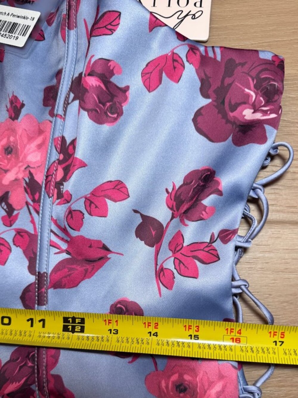 NWT Sz 14 Oh Polly Satin Floral Corset Lace-Up Side Mini Dress Feminine Coquette - Picture 12 of 14